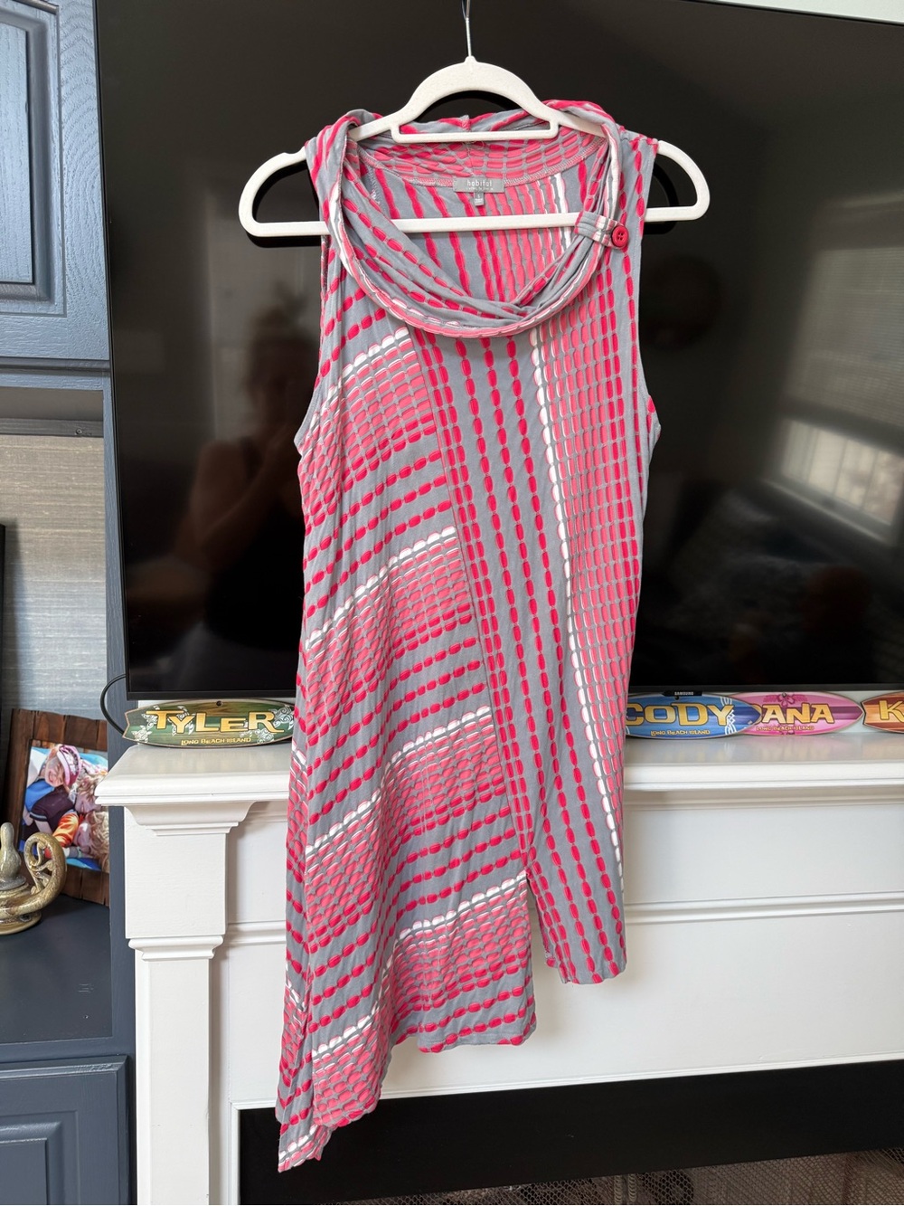 Habitat Sleeveless Pink, White & Gray Patterned A-line Dress or Tunic size small